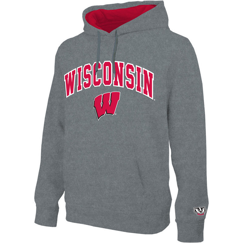 Wisconsin Badgers Hooded Sweatshirt Arch Gray WIS28354