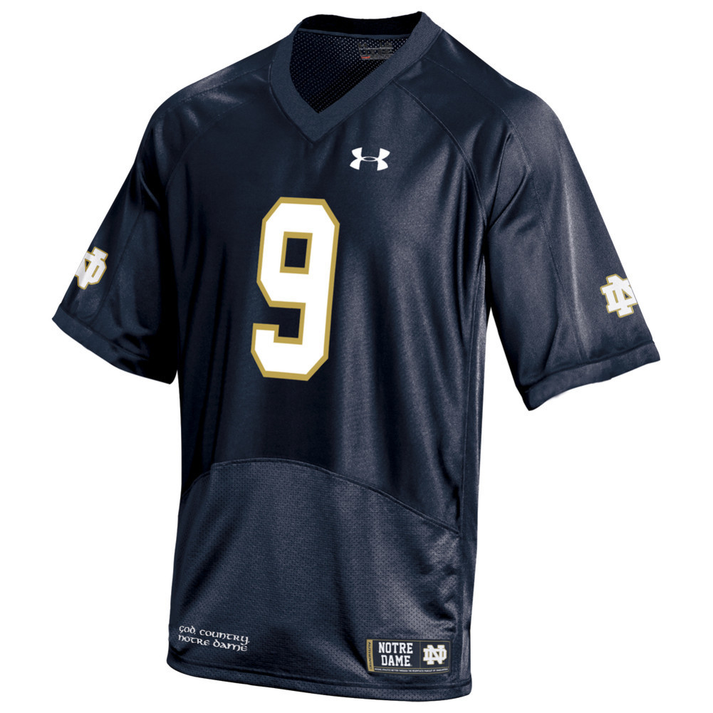 Notre Dame Fighting Irish Mens Sideline Football Jersey Navy 9