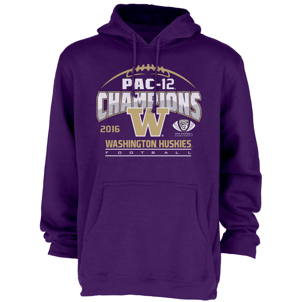 Washington Huskies Pac12 Champs Hooded Sweatshirt Purple 2016