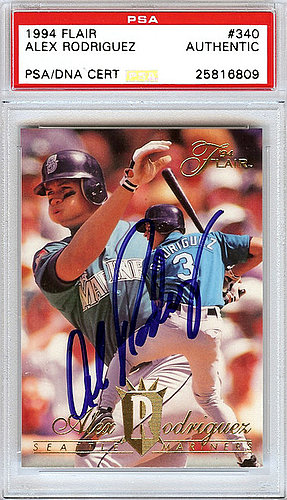 Alex Rodriguez Autographed 1994 Flair Rookie Card #340 Seattle Mariners Rookie Era - PSA/DNA ...