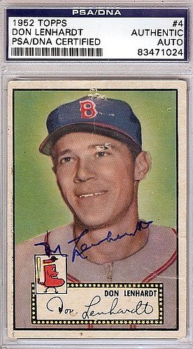 Don Lenhardt Boston Red Sox Autographed 1952 Topps Card #4 - PSA/DNA Authentic