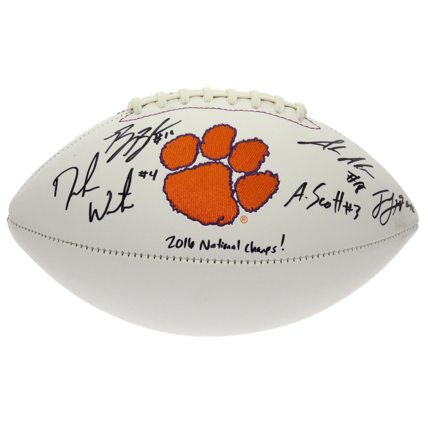 Clemson Tigers 2016 National Champions Team Signed Clemson Tigers White Panel Logo Football ...