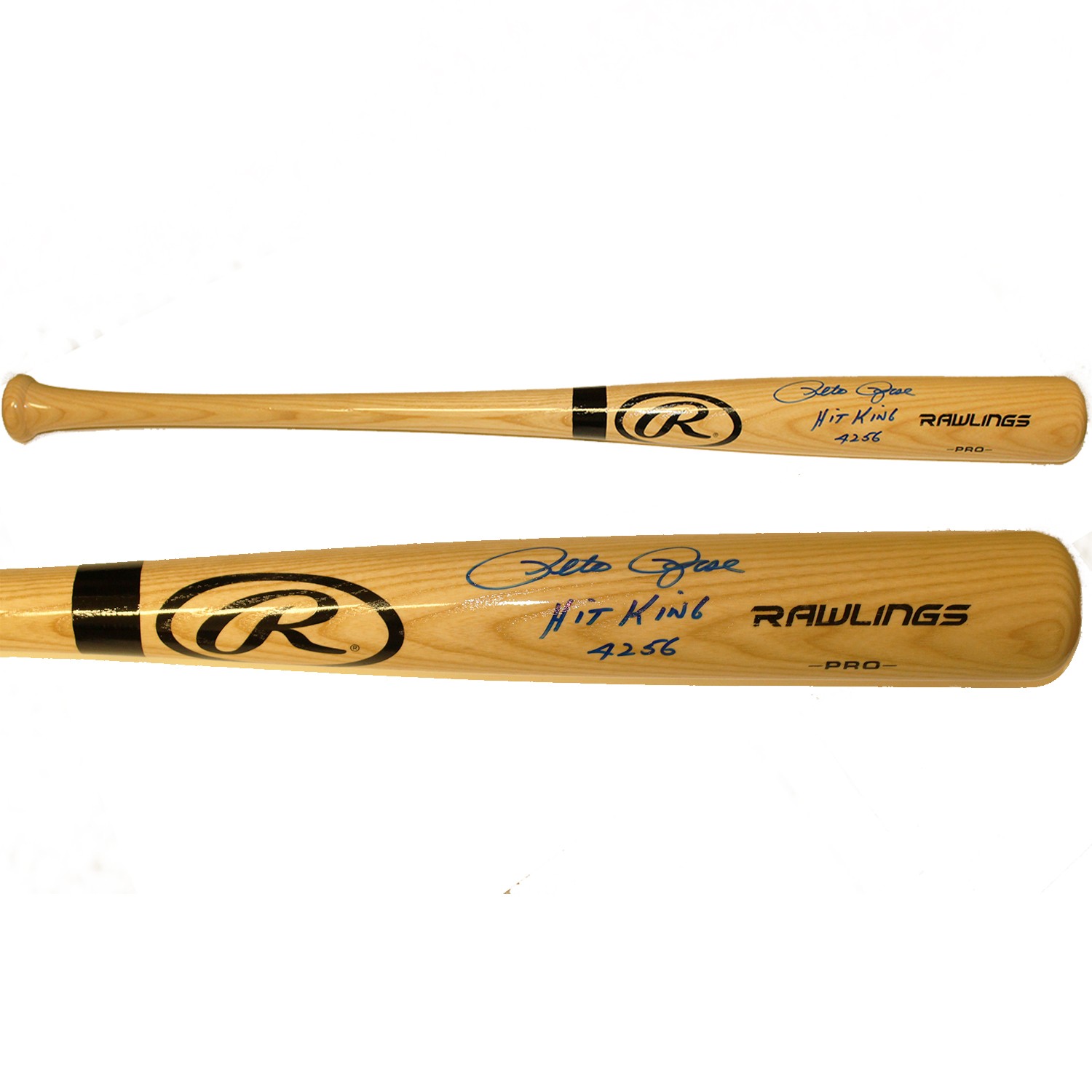 Pete Rose Autographed Rawlings Pro Blonde Baseball Bat Hit King 4256