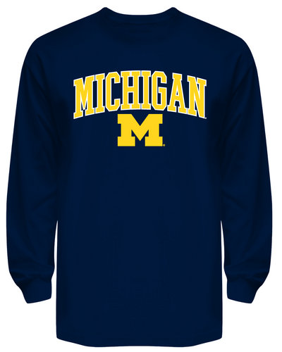 Michigan Wolverines Long Sleeve T Shirt Navy APC02827796
