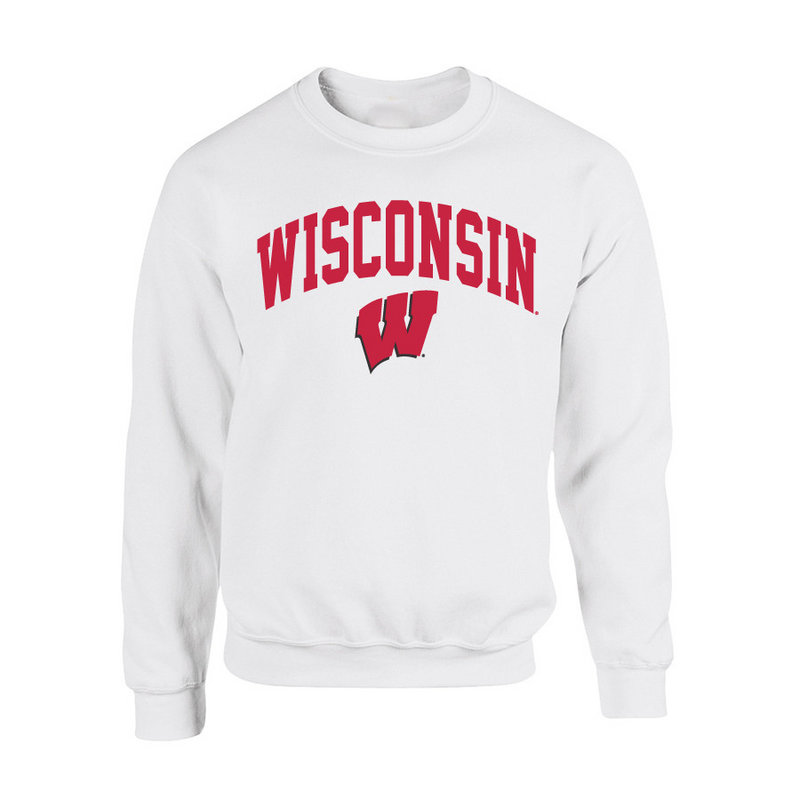 Wisconsin Badgers Crewneck Sweatshirt White P0006209