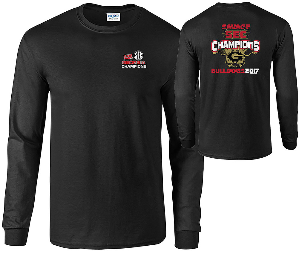Georgia Bulldogs SEC Champs Long Sleeve Tshirt 2017 Black Savage SEC FB ...